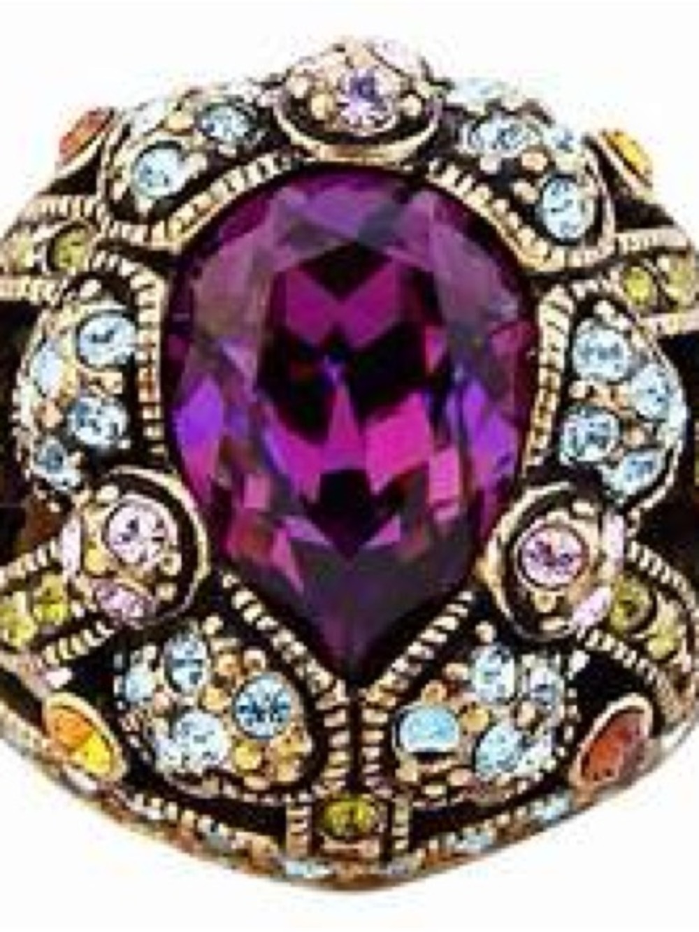 Heidi Daus Purple Crystal Gold-Tone Statement Ring
